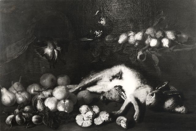 Anonimo — Autore non indicato - sec. XVII/ XVIII - Natura morta con frutta, funghi e selvaggina — insieme